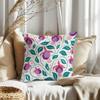 Counted Needlepoint Pillow Pattern Fuchsia Lanterns, Tapestry Cushion Pattern, Download PDF