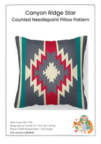 Counted Needlepoint Pillow Pattern Canyon Ridge Star, Tapestry Cushion Pattern, Download PDF