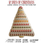 12 Days of Christmas Cross Stitch Pattern PDF, Large Christmas Tree Sampler