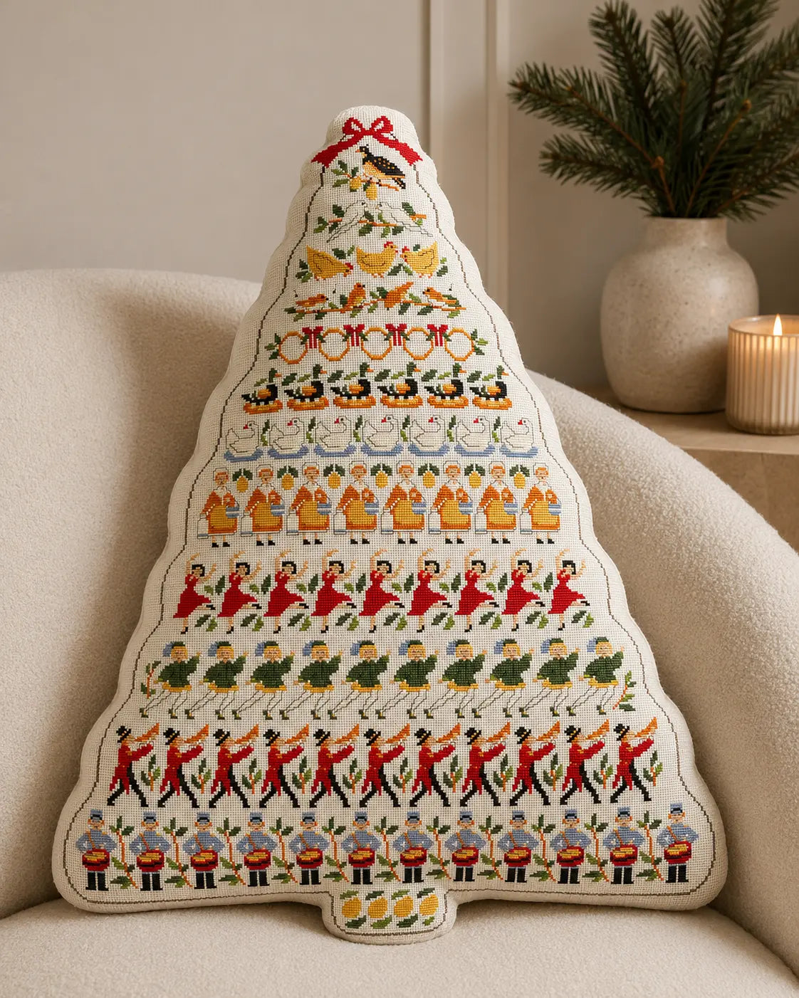 12 Days of Christmas Cross Stitch Pattern PDF, Large Christmas Tree Sampler