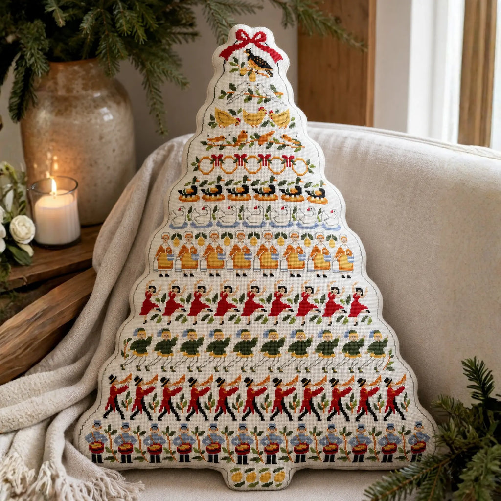 12 Days of Christmas Cross Stitch Pattern PDF, Large Christmas Tree Sampler
