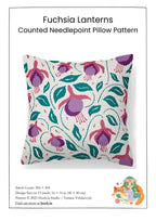 Counted Needlepoint Pillow Pattern Fuchsia Lanterns, Tapestry Cushion Pattern, Download PDF