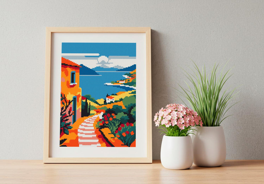 Coastal Sunset Needlepoint Pattern: Tapestry Chart (PDF Download A4 size)