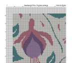Counted Needlepoint Pillow Pattern Fuchsia Lanterns, Tapestry Cushion Pattern, Download PDF