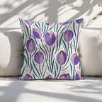 Counted Needlepoint Pillow Pattern Violet Crocuses, Tapestry Cushion Pattern, Download PDF