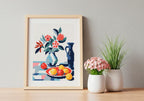 Counted Needlepoint Pattern Red Plate with Fruits, Tapestry Chart (PDF Download)