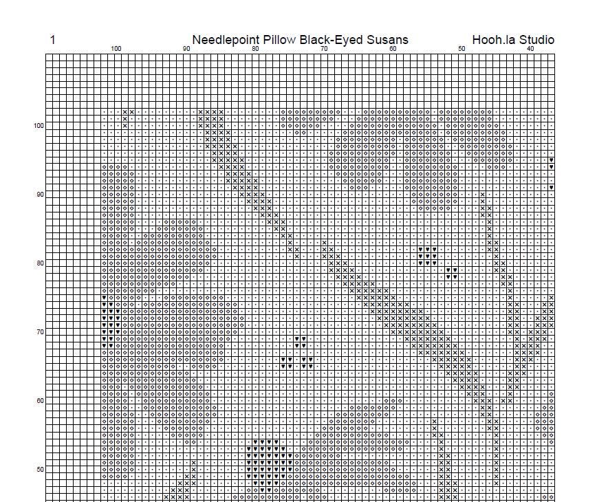Counted Needlepoint Pillow Pattern Black Eyed Susan, Tapestry Cushion Pattern, Download PDF