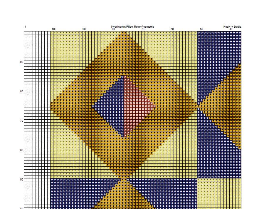 Counted Needlepoint Pillow Pattern Retro Geometric, Tapestry Cushion Pattern, Download PDF