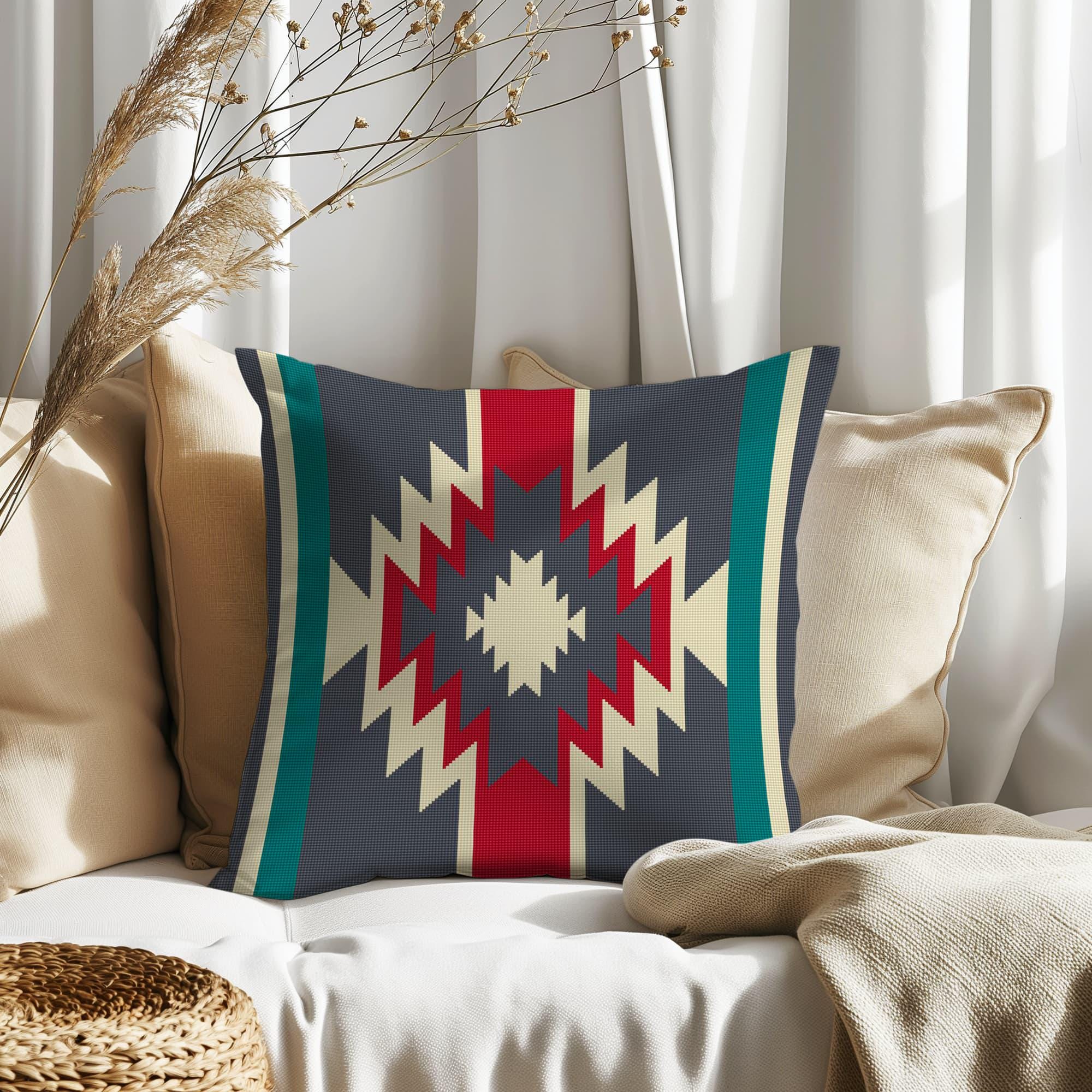 Counted Needlepoint Pillow Pattern Canyon Ridge Star, Tapestry Cushion Pattern, Download PDF