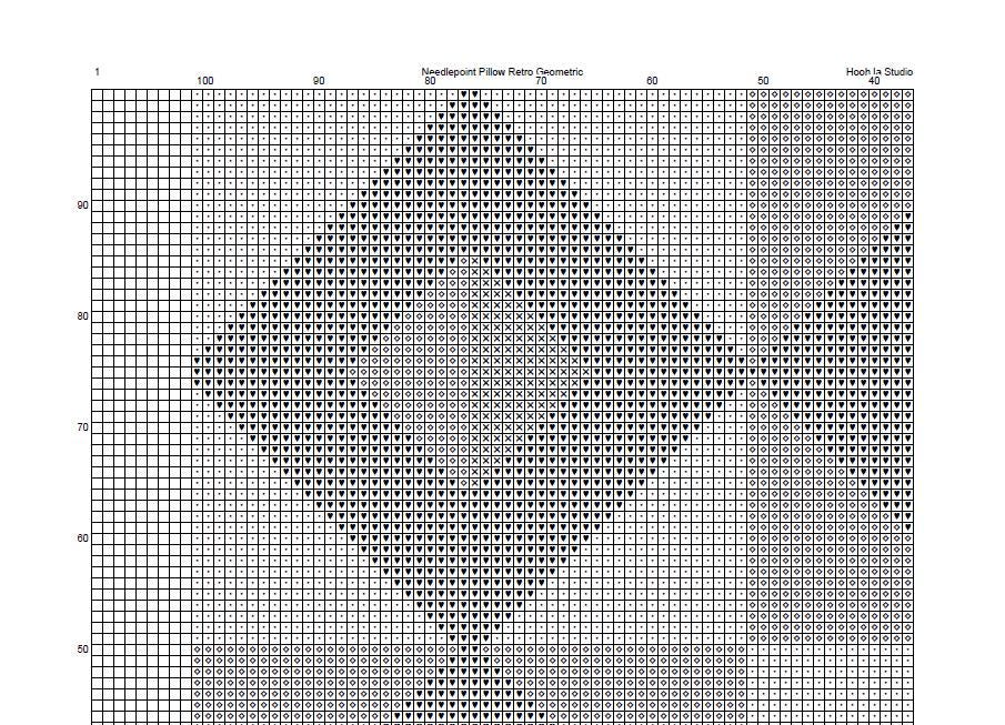 Counted Needlepoint Pillow Pattern Retro Geometric, Tapestry Cushion Pattern, Download PDF