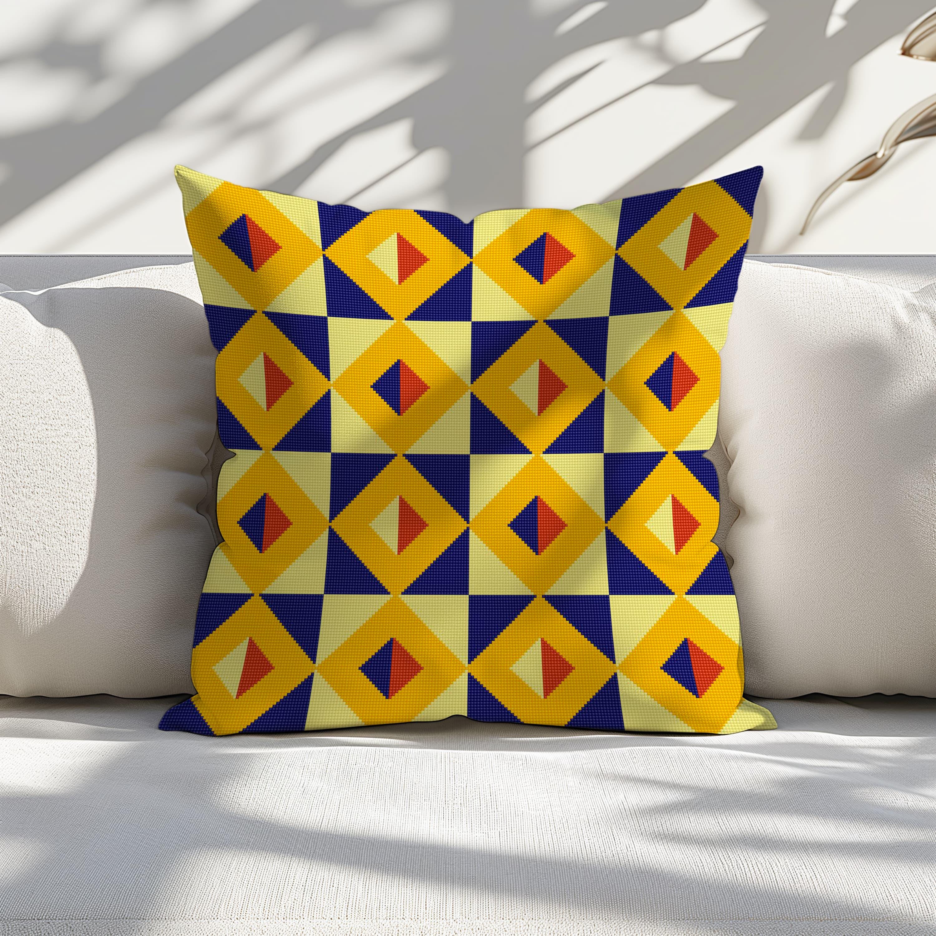 Counted Needlepoint Pillow Pattern Retro Geometric, Tapestry Cushion Pattern, Download PDF