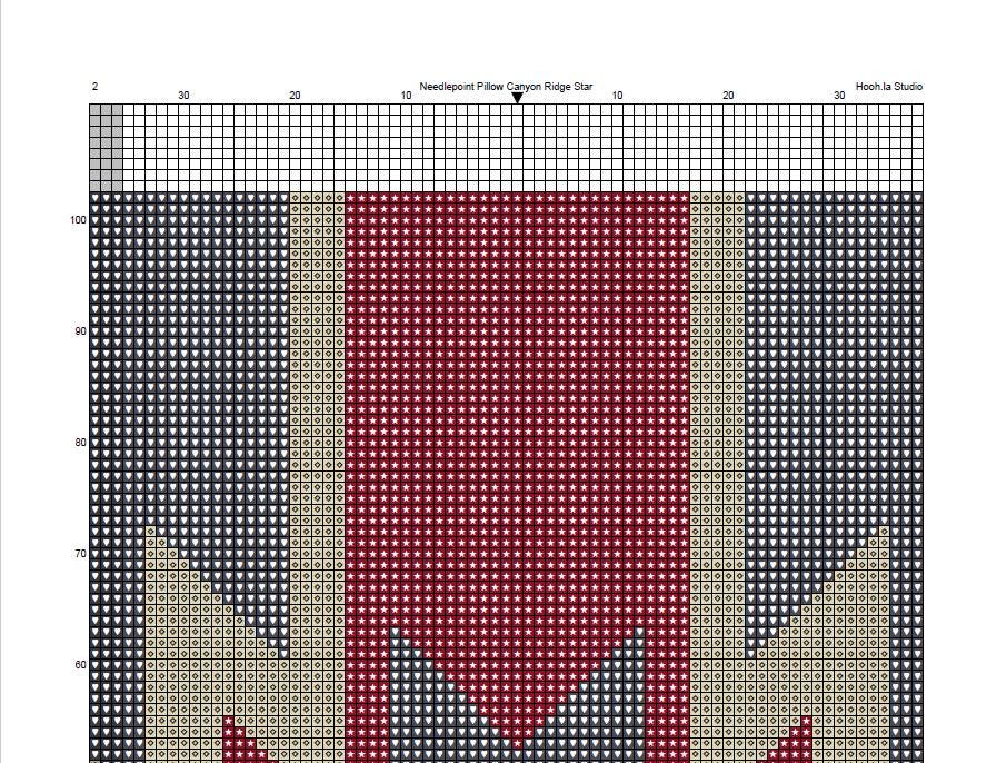 Counted Needlepoint Pillow Pattern Canyon Ridge Star, Tapestry Cushion Pattern, Download PDF