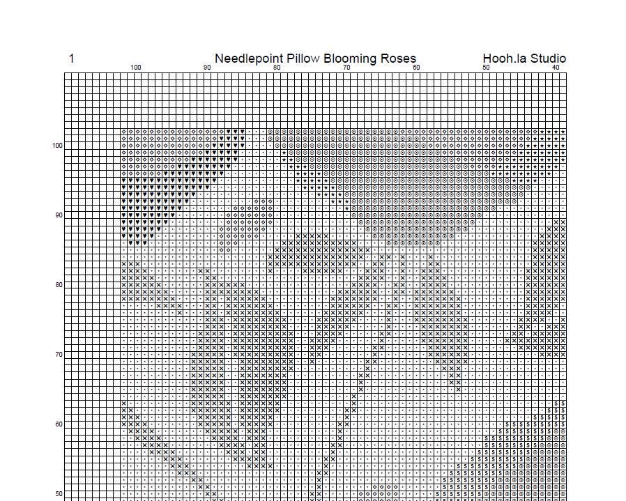 Counted Needlepoint Pillow Pattern Blooming Roses, Tapestry Cushion Pattern, Download PDF