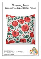 Counted Needlepoint Pillow Pattern Blooming Roses, Tapestry Cushion Pattern, Download PDF