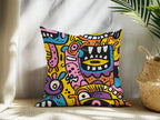 Counted Needlepoint Pillow Pattern Monster Doodle Pop, Tapestry Cushion Pattern, Download PDF
