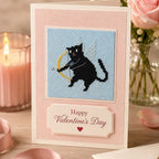 Black Cat Cupid Cross Stitch Pattern PDF, Valentine Cat With Wings Chart