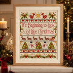 Christmas Sampler Cross Stitch Pattern PDF, Vintage Rustic Holiday Quote Design