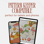 Christmas Stocking Cross Stitch Pattern PDF, Goose Family Counted Chart with Personalized Name Cuff