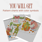 Christmas Stocking Cross Stitch Pattern PDF, Goose Family Counted Chart with Personalized Name Cuff