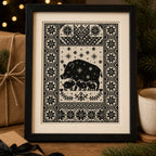 Yule Pig Family Cross Stitch Pattern PDF, Nordic Christmas Boar Sampler