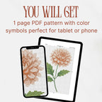 Chrysanthemums Cross Stitch Pattern PDF, November Birth Flower Floral Chart