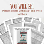 Cross Stitch Christmas Stocking Pattern PDF, Nordic Santa Personalized Name Chart