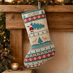 Cross Stitch Christmas Stocking Pattern PDF, Nordic Santa Personalized Name Chart