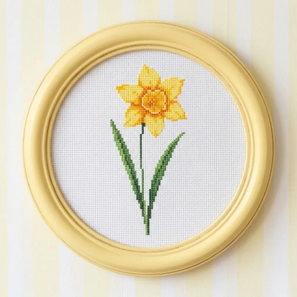 Daffodil Cross Stitch Pattern PDF, March Birth Flower