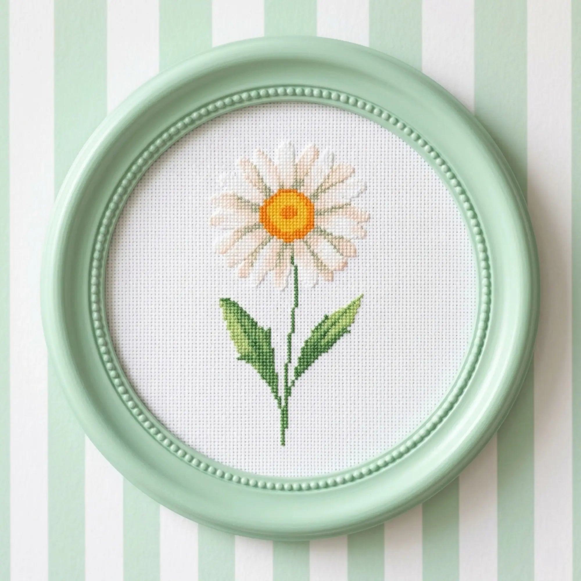 Daisy Cross Stitch Pattern PDF, April Birth Flower Small Floral Chart