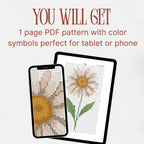Daisy Cross Stitch Pattern PDF, April Birth Flower Small Floral Chart