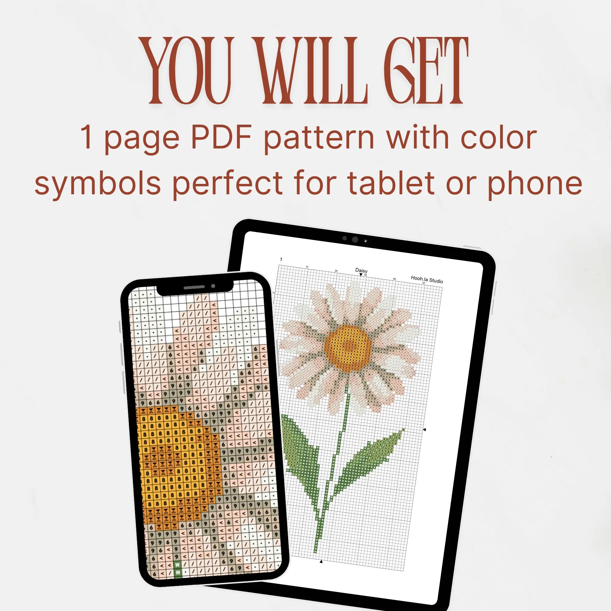 Daisy Cross Stitch Pattern PDF, April Birth Flower Small Floral Chart