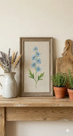 Delphinium Cross Stitch Pattern PDF, July Birth Flower Small Floral Chart