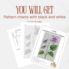 Violet Flower Cross Stitch Pattern PDF, Small Spring Floral Chart