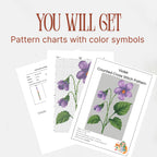 Violet Flower Cross Stitch Pattern PDF, Small Spring Floral Chart