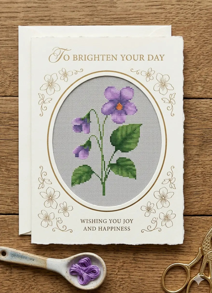Violet Flower Cross Stitch Pattern PDF, Small Spring Floral Chart
