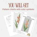 Gladiolus Cross Stitch Pattern PDF, August Birth Flower Small Floral Chart