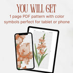 Gladiolus Cross Stitch Pattern PDF, August Birth Flower Small Floral Chart