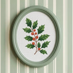 Holly Berry Cross Stitch Pattern PDF, Small Winter Floral Christmas Chart
