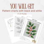 Holly Berry Cross Stitch Pattern PDF, Small Winter Floral Christmas Chart