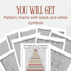 12 Days of Christmas Cross Stitch Pattern PDF, Large Christmas Tree Sampler