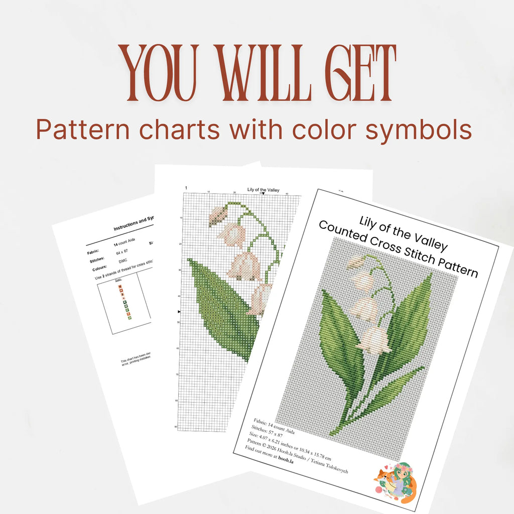 Lily of the Valley Cross Stitch Pattern PDF, May Birth Flower Small Floral Chart