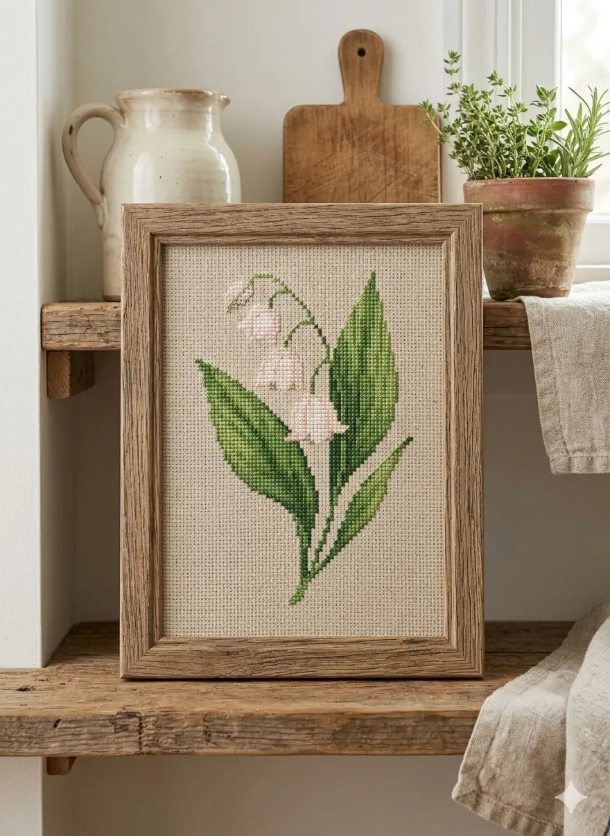 Lily of the Valley Cross Stitch Pattern PDF, May Birth Flower Small Floral Chart