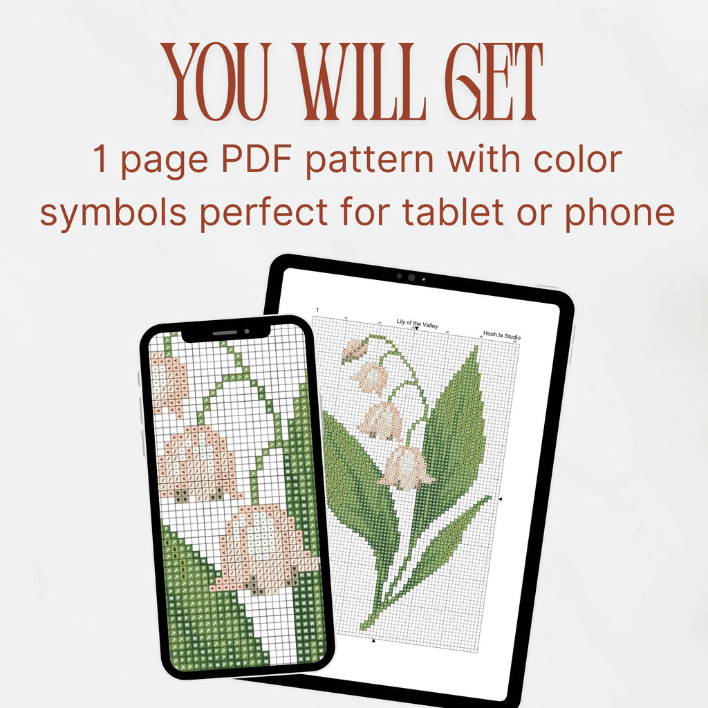 Lily of the Valley Cross Stitch Pattern PDF, May Birth Flower Small Floral Chart