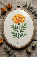 Marigold Cross Stitch Pattern PDF, October Birth Flower
