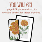 Marigold Cross Stitch Pattern PDF, October Birth Flower
