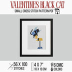 Winged Black Cat Cross Stitch Pattern PDF, Valentine Mailbox Design