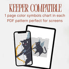 Black Cat Cupid Cross Stitch Pattern PDF, Valentine Cat With Wings Chart