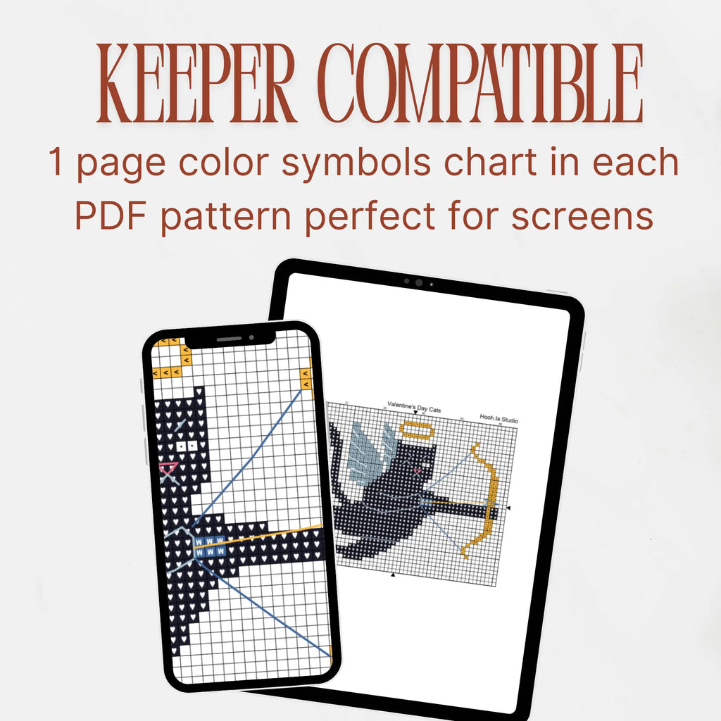 Black Cat Cupid Cross Stitch Pattern PDF, Valentine Cat With Bow Chart