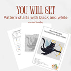 Black Cat Cupid Cross Stitch Pattern PDF, Valentine Cat With Bow Chart