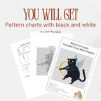 Black Cat Cupid Cross Stitch Pattern PDF, Valentine Cat With Wings Chart